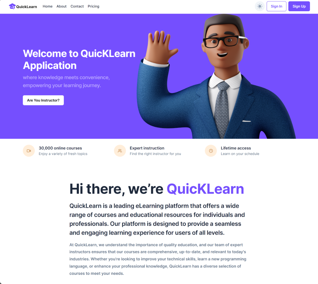 QuickLearn E-Learning Platform